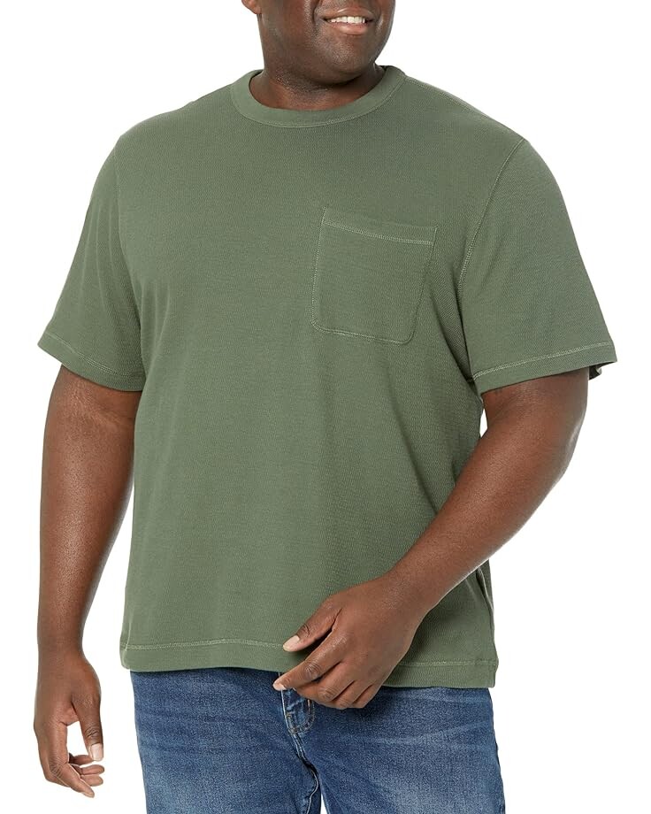 

Футболка Madewell Mohonk Waffle Short Sleeve Pocket, цвет Foraged Green