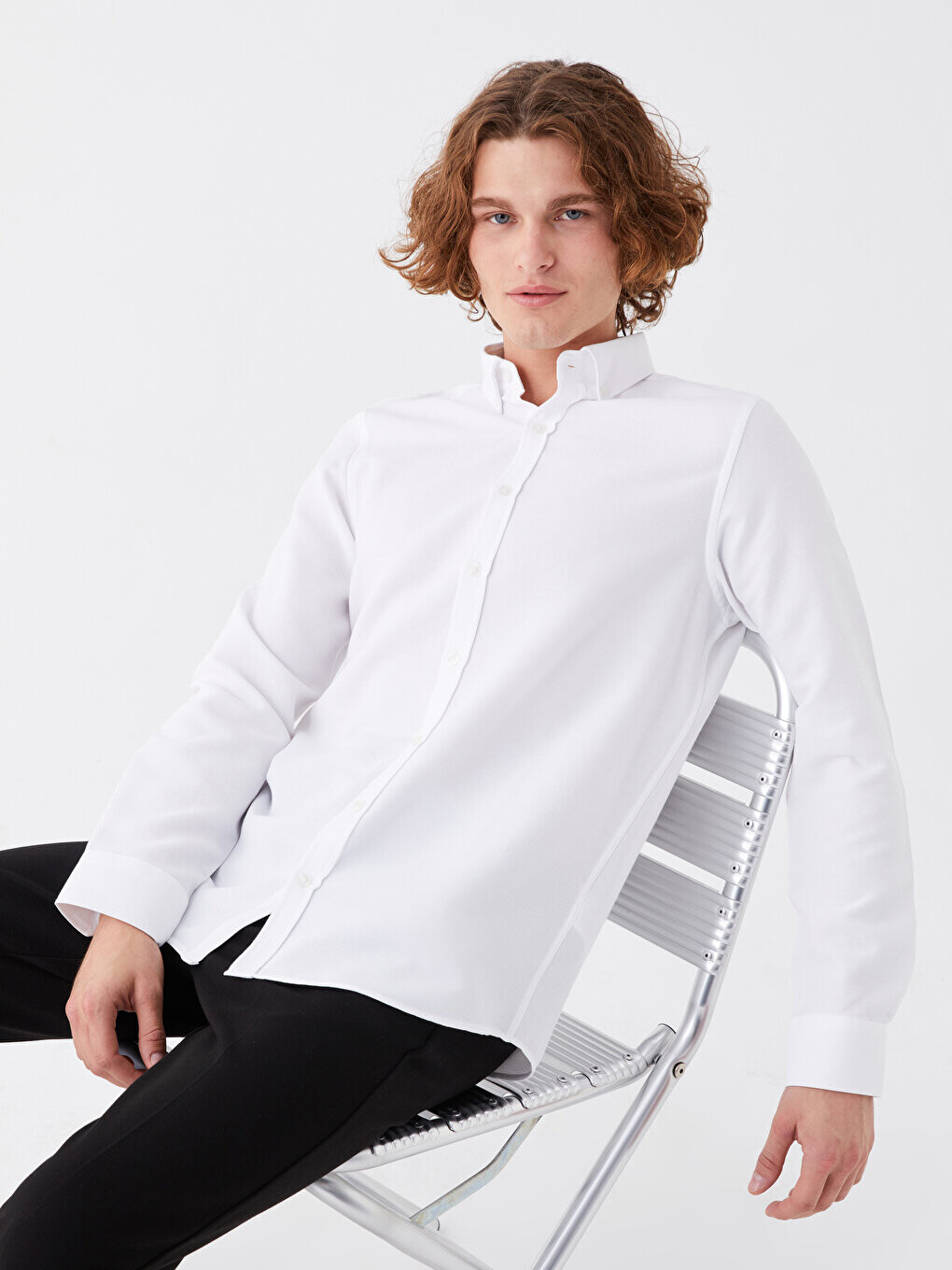 

Мужская рубашка Slim Fit с длинным рукавом SOUTHBLUE, буксе белый