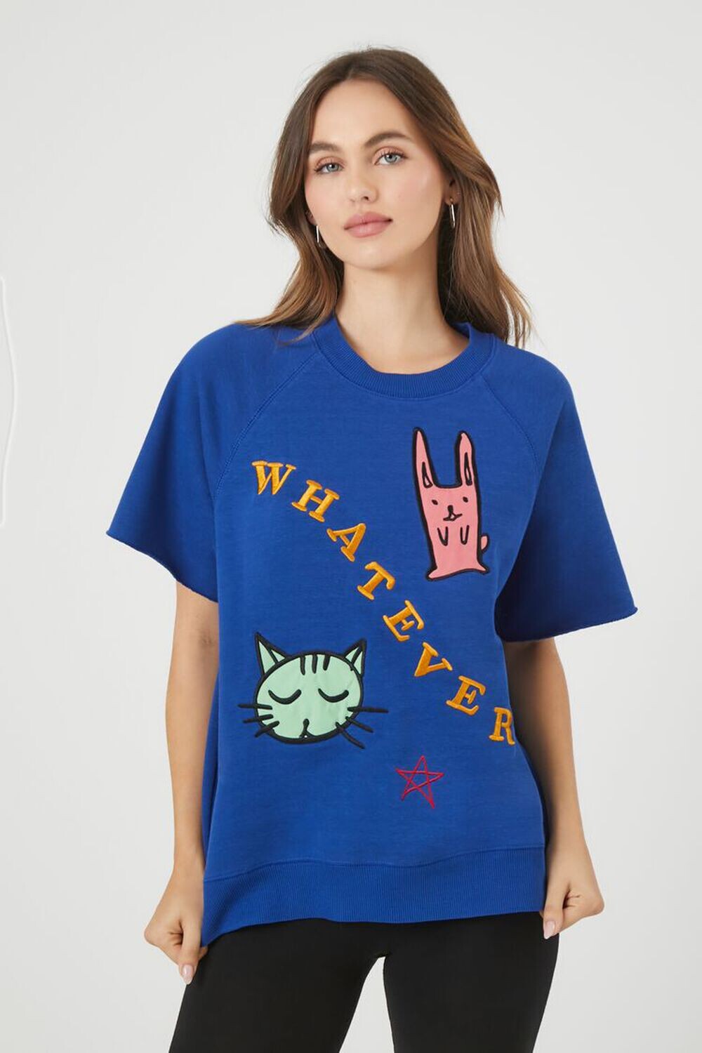 

Футболка с рисунком Кошка Банни Forever 21, синий