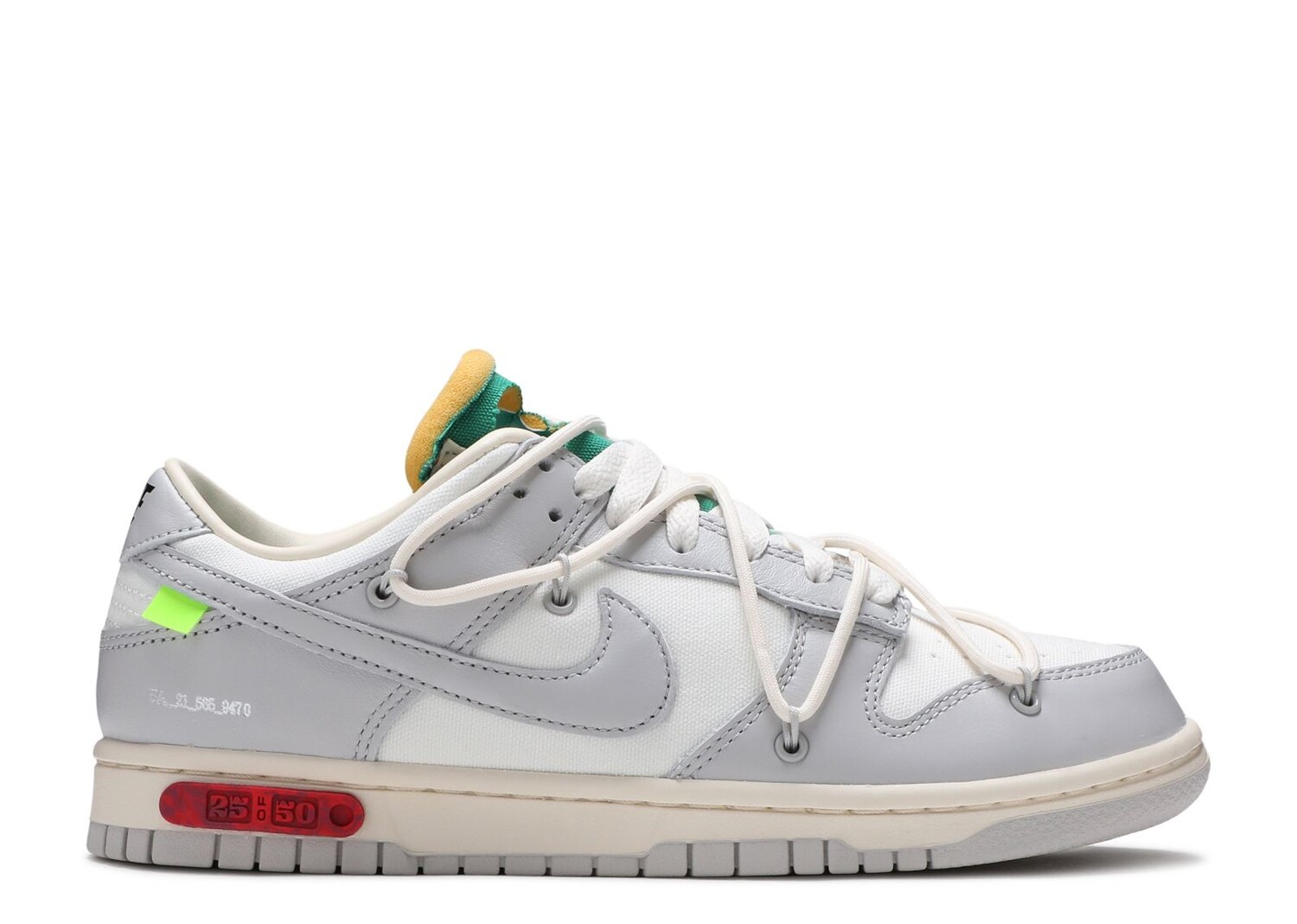 

Кроссовки Nike Off-White X Dunk Low 'Lot 25 Of 50', белый
