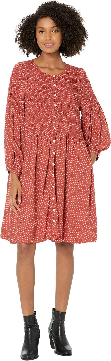 

МИНИ-ПЛАТЬЕ Challis на пуговицах в цвете Tiny Daisy Madewell, цвет Ground Madder