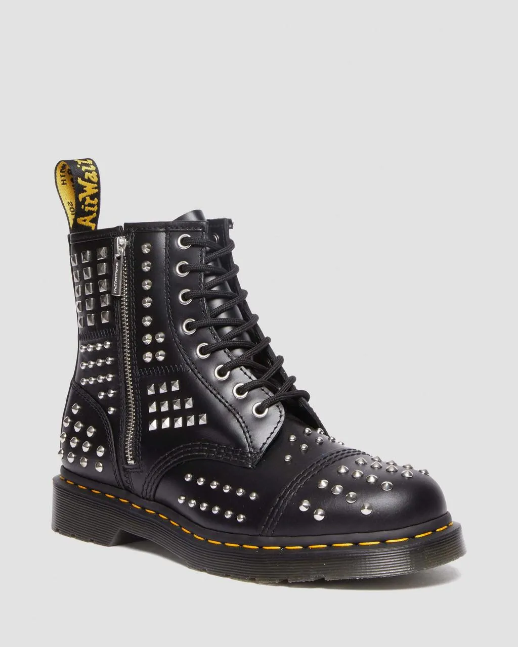 

Dr. Martens 1460 Кожаные ботинки на шнуровке с застежкой-молнией и атласом, цвет Black — Atlas