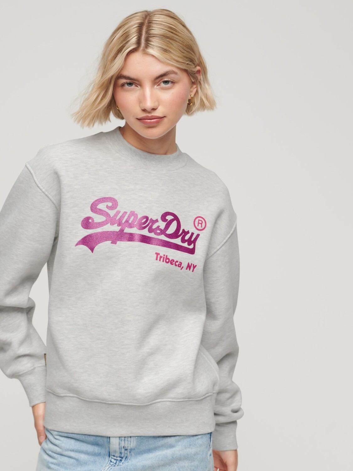 

Толстовка с круглым вырезом и декорированным логотипом Vintage Superdry, ледниковый серый мергель