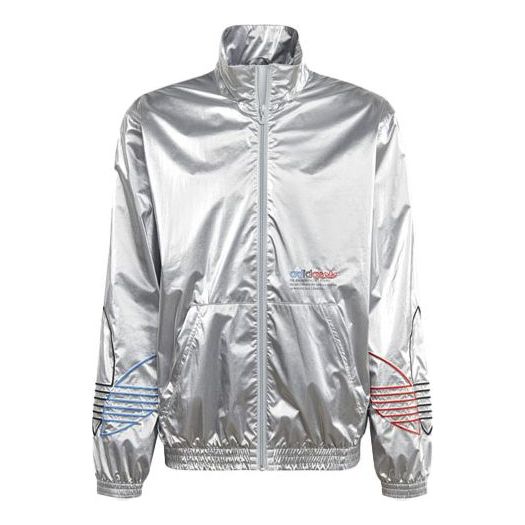 Куртка adidas originals Embroidered Logo Sports Stand Collar Jacket Silver, цвет silver