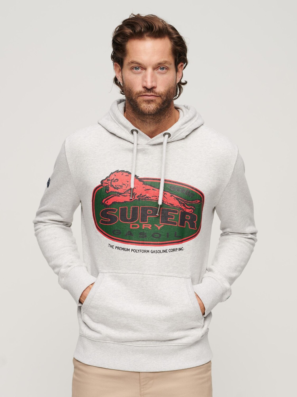 

Толстовка с логотипом и спецодеждой Superdry, ледниковый серый мергель