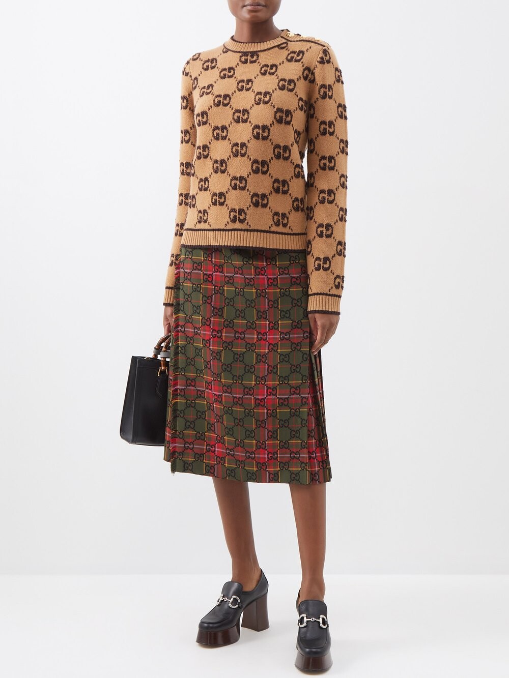 

Шерстяной свитер букле с логотипом gg Gucci, бежевый