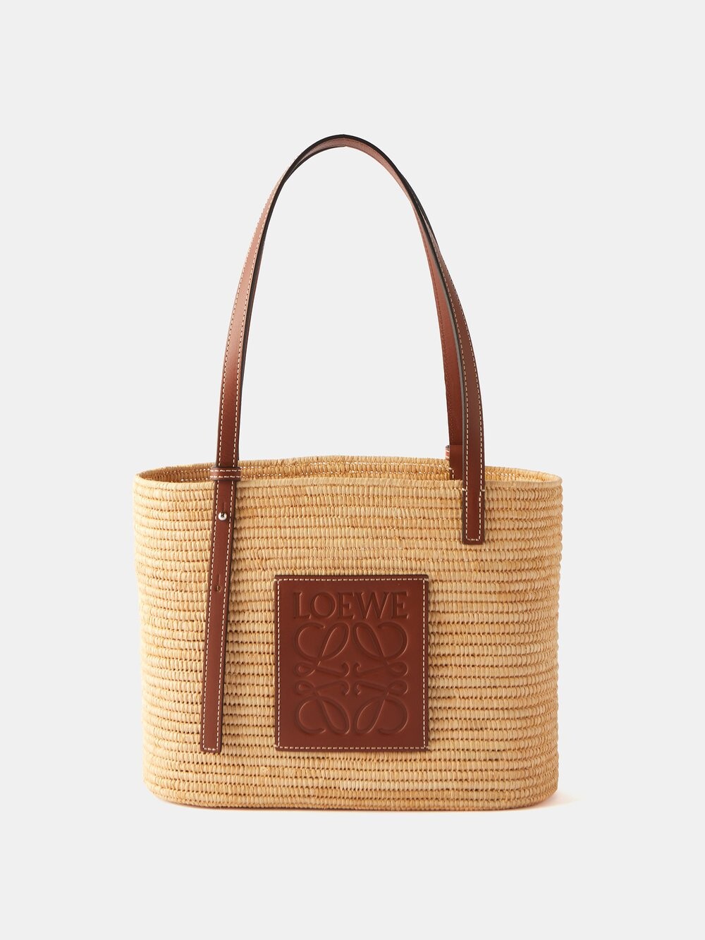 

Сумка-корзина из рафии с кожаной отделкой anagram и логотипом anagram LOEWE, коричневый