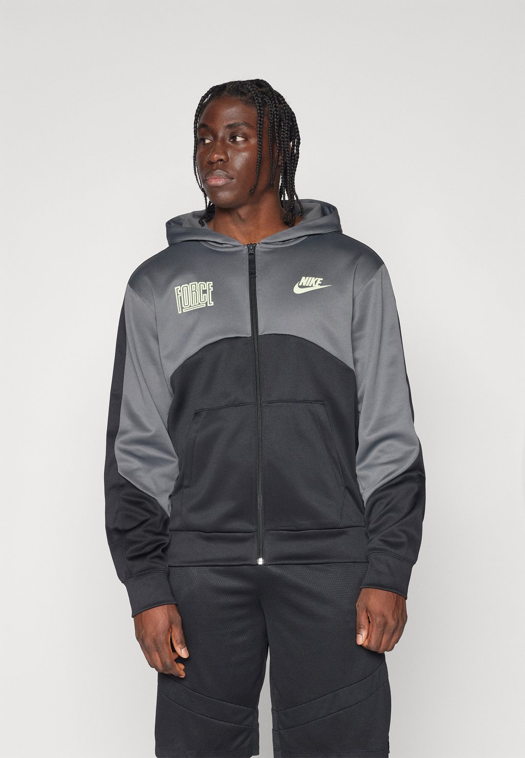 Куртка для тренировок HOODIE Nike, цвет iron grey/black/barely volt куртка для тренировок m nsw repeat sw pk fz nike sportswear цвет iron grey black sesame