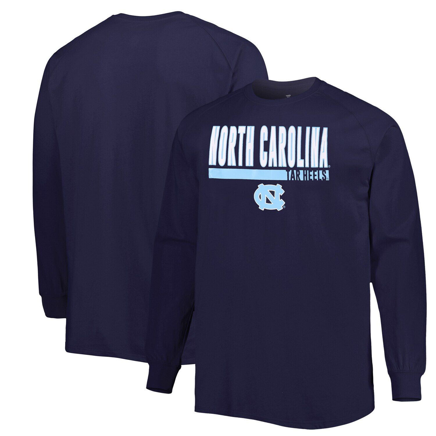 

Мужская темно-синяя футболка North Carolina Tar Heels Big & Tall Two-Hit реглан с длинными рукавами, Синий