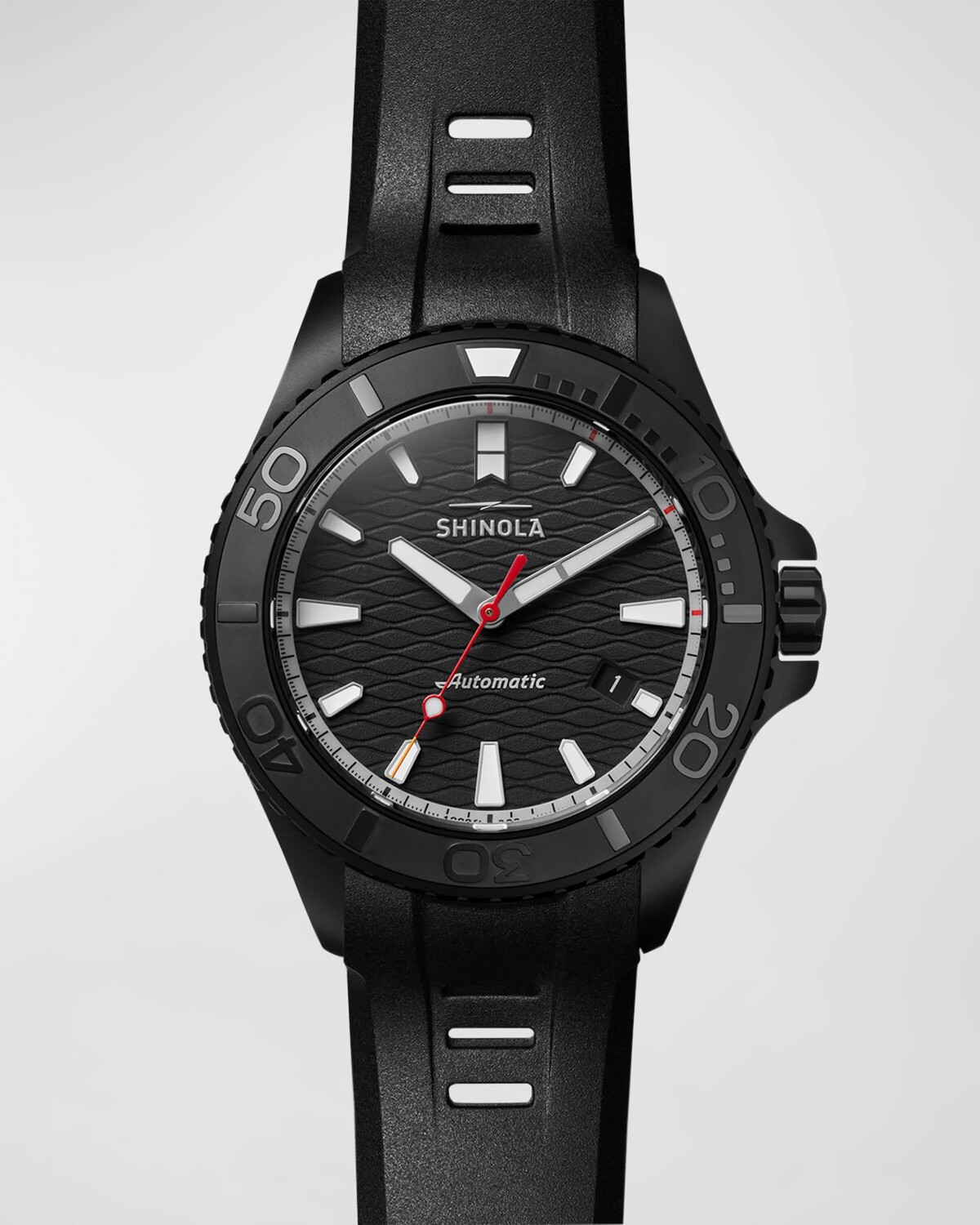 

Мужские автоматические часы Monster с каучуковым ремешком, 43 мм Shinola, цвет Black