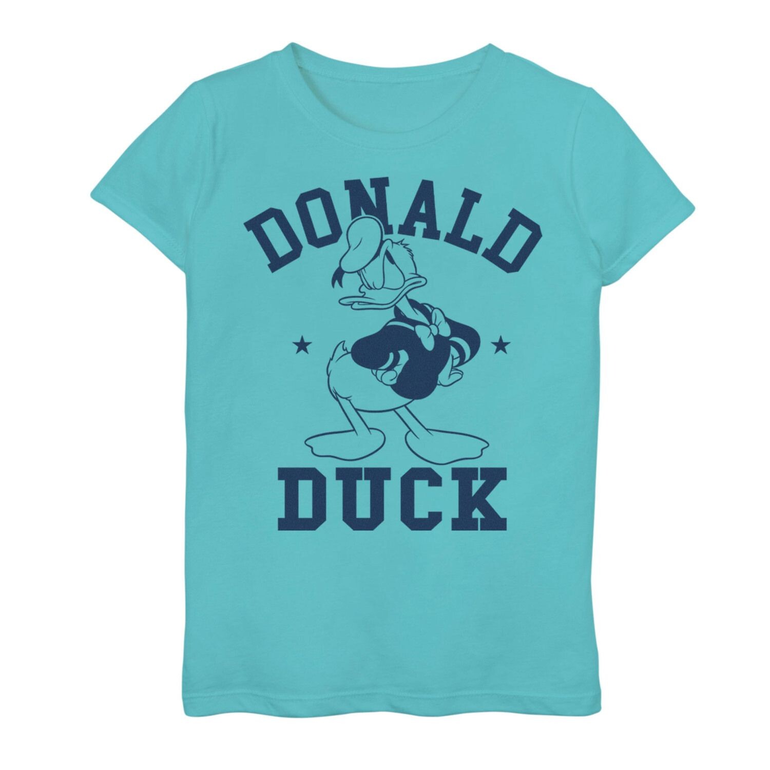 

Синяя и белая футболка с портретом Disney's Donald Duck для девочек 7–16 лет с графическим рисунком Angry Pose Licensed Character