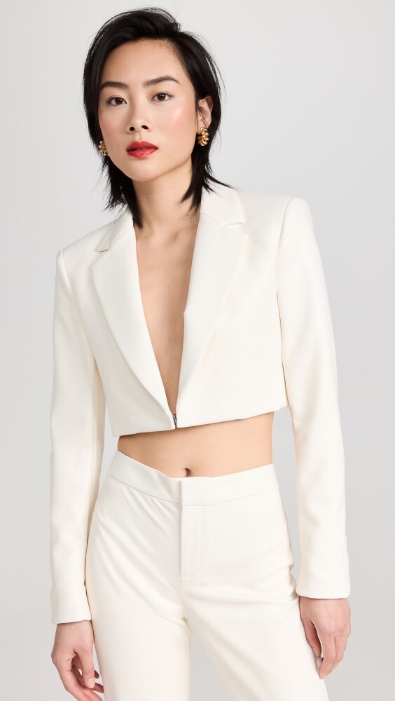 

Блейзер alice + olivia Abbott Vegan, экру