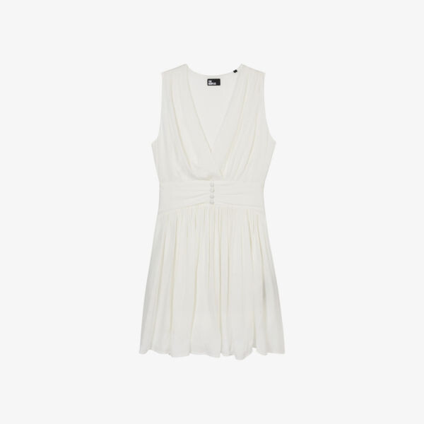 

Тканое мини-платье мини с v-образным вырезом и приталенной талией The Kooples, белый