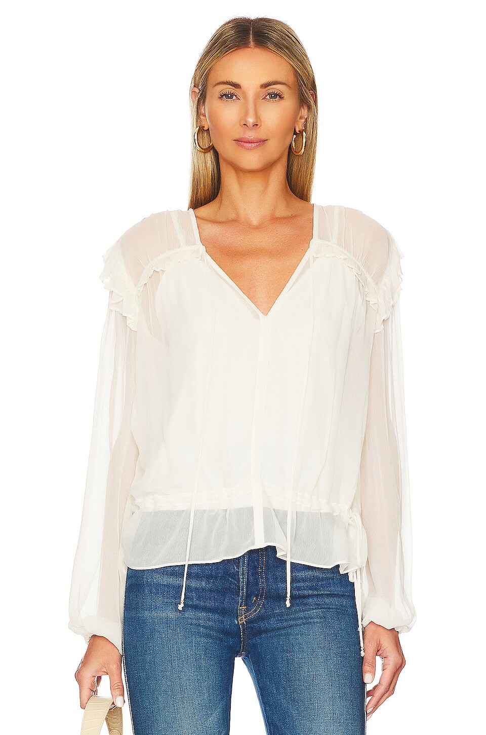 

Блузка BCBGMAXAZRIA Ruffle, цвет Gardenia