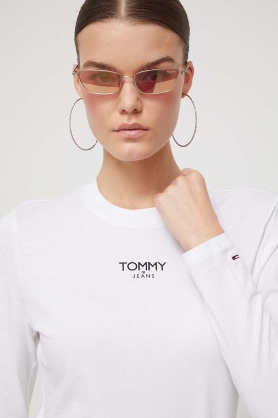 

Хлопковый топ с длинными рукавами Tommy Jeans, белый