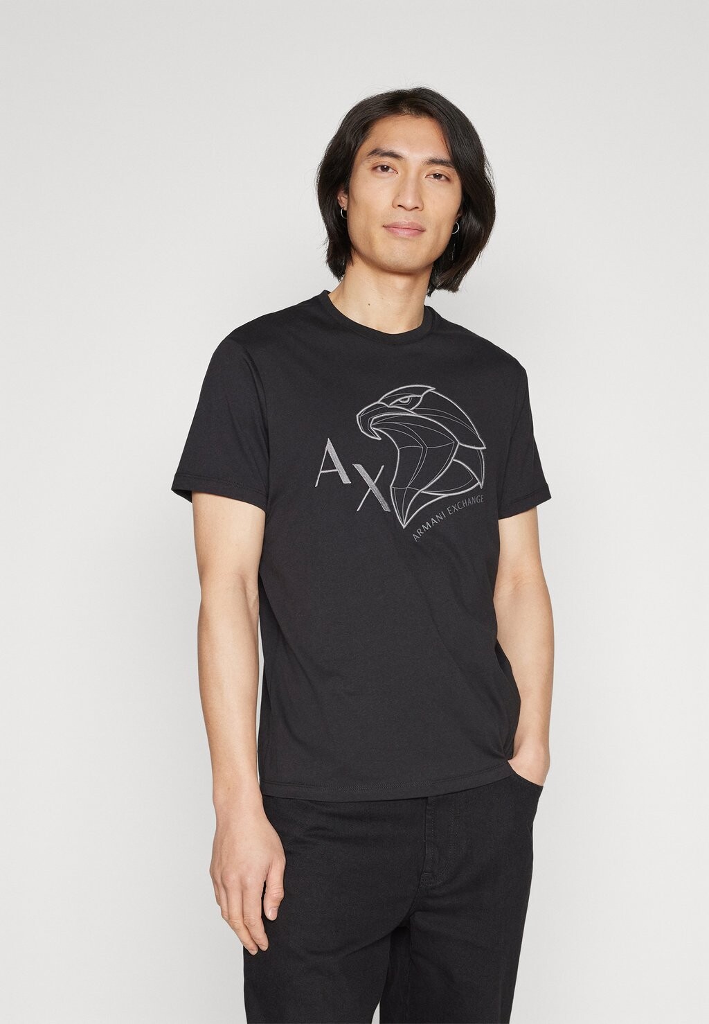 

Футболка с принтом Armani Exchange, черная, Черный