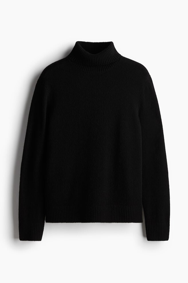

Шерстяной свитер с водолазкой, стандартный крой H&M, черный