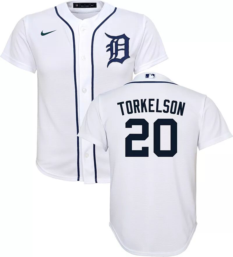 

Nike Youth Detroit Tigers Спенсер Торкельсон #20 Белая классная домашняя майка