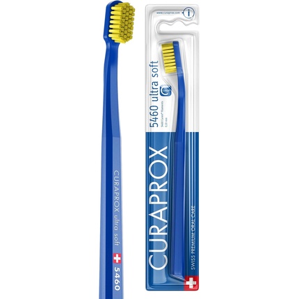 Ультрамягкая зубная щетка Curaprox CS 5460 для взрослых с ультрамягкой щетиной CUREN 5460, темно-сине-желтая