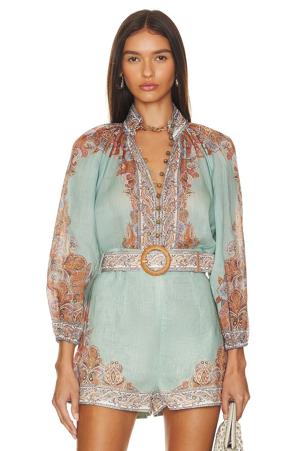 

Блузка Zimmermann Devi, цвет Mint Paisley
