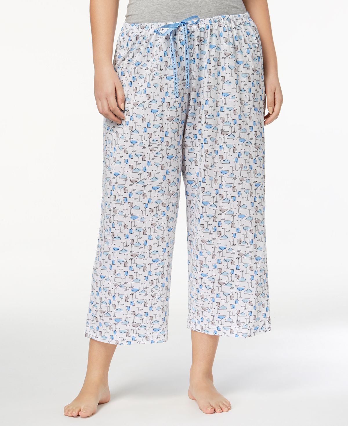 Женские трикотажные пижамные брюки-капри больших размеров с принтом Sleepwell, изготовленные с использованием технологии регулирования температуры Hue