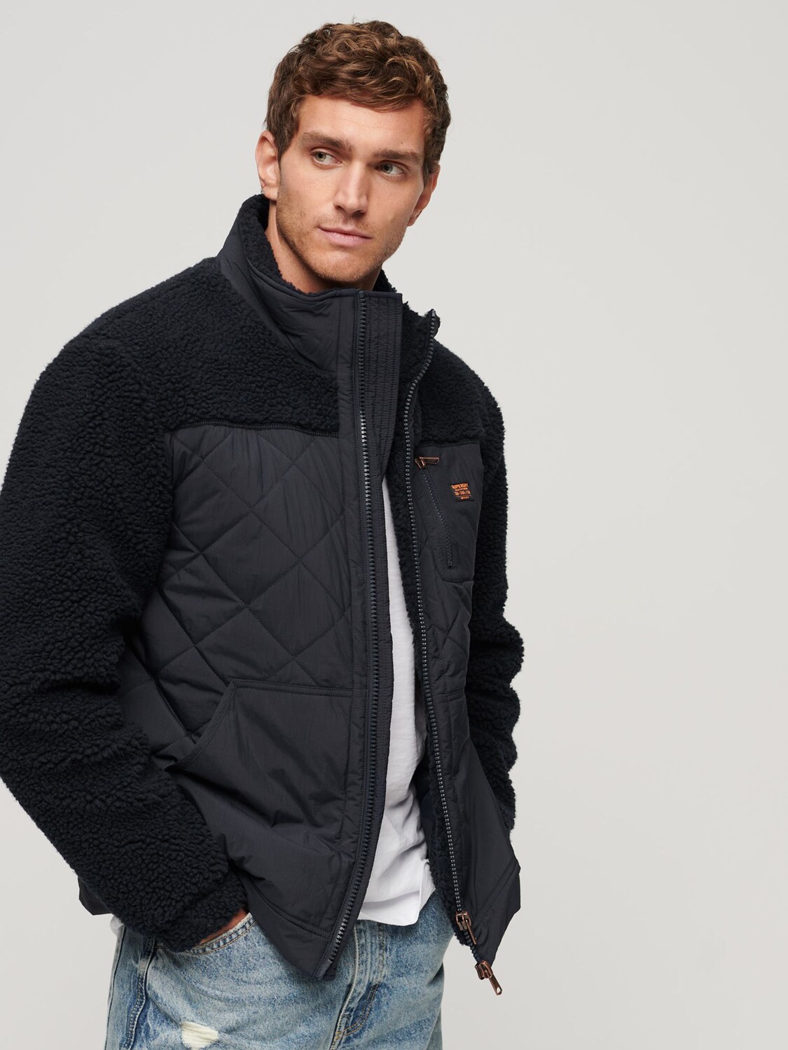 

Гибридная куртка Sherpa Workwear Superdry, затмение темно-синий