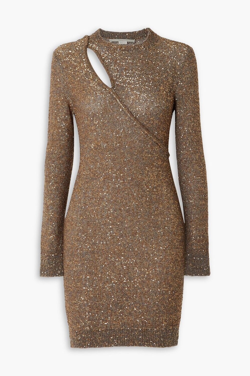 

Трикотажное платье мини с вырезами и пайетками металлизированного цвета STELLA MCCARTNEY, золотой