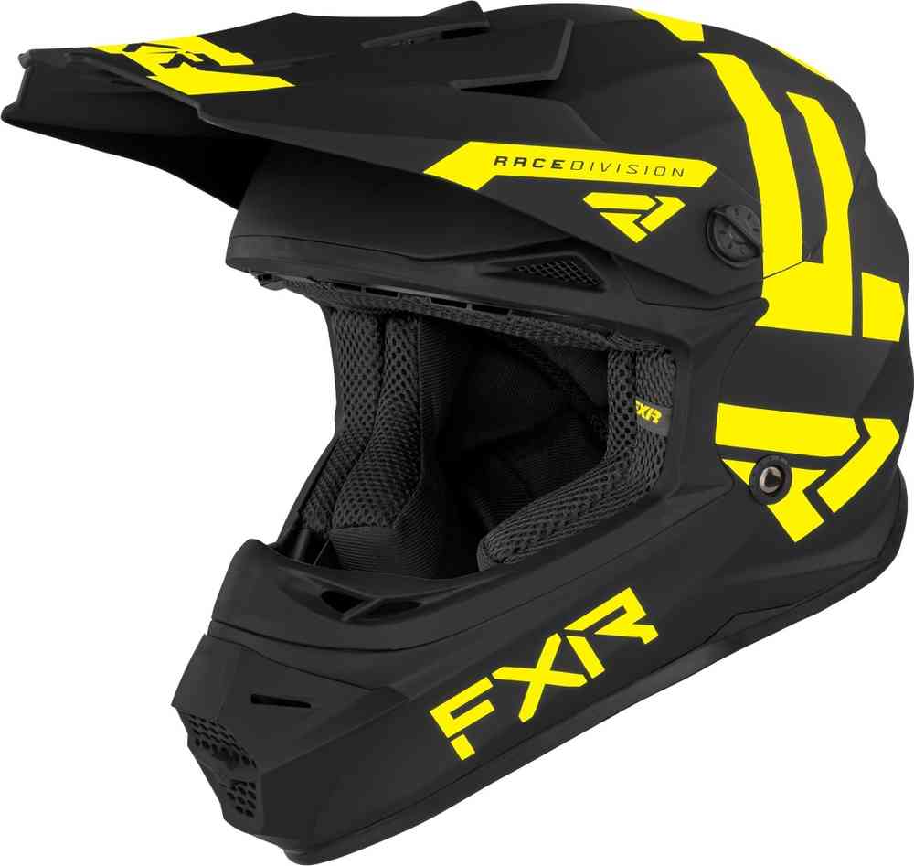 Молодежный шлем Legion MX Gear для мотокросса FXR, черный желтый шлем fxr blade throttle размер xs чёрный