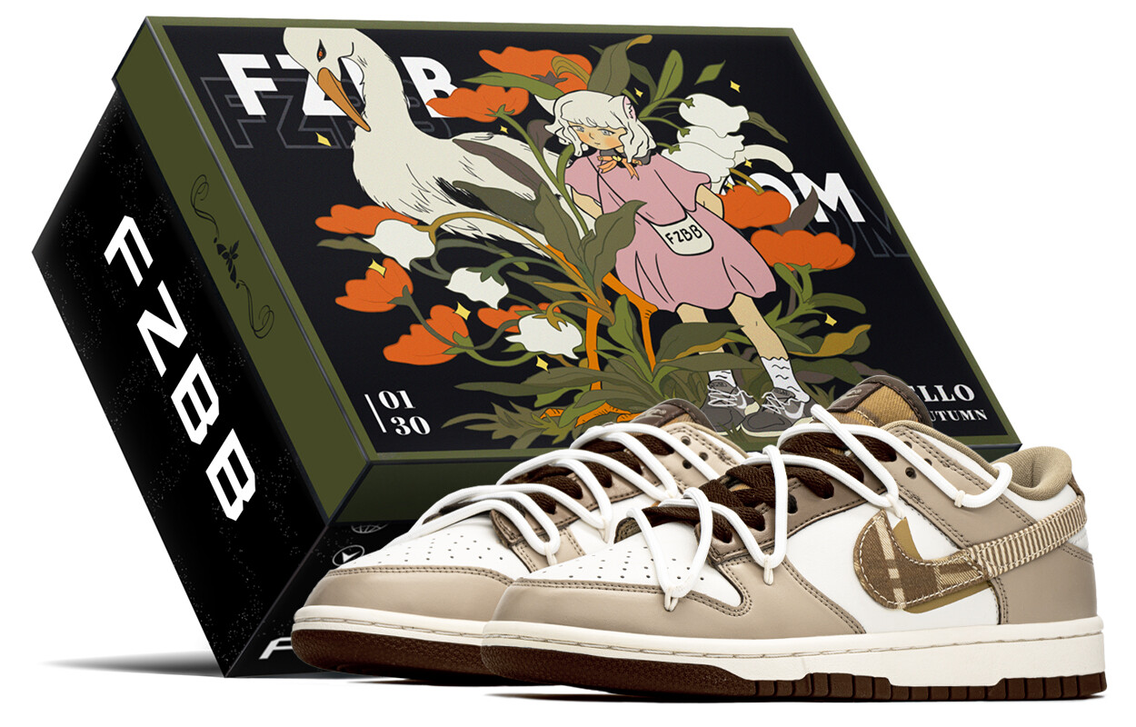 

Кроссовки Nike Dunk Skateboarding Shoes Women's Low-top Brown/beige, хаки