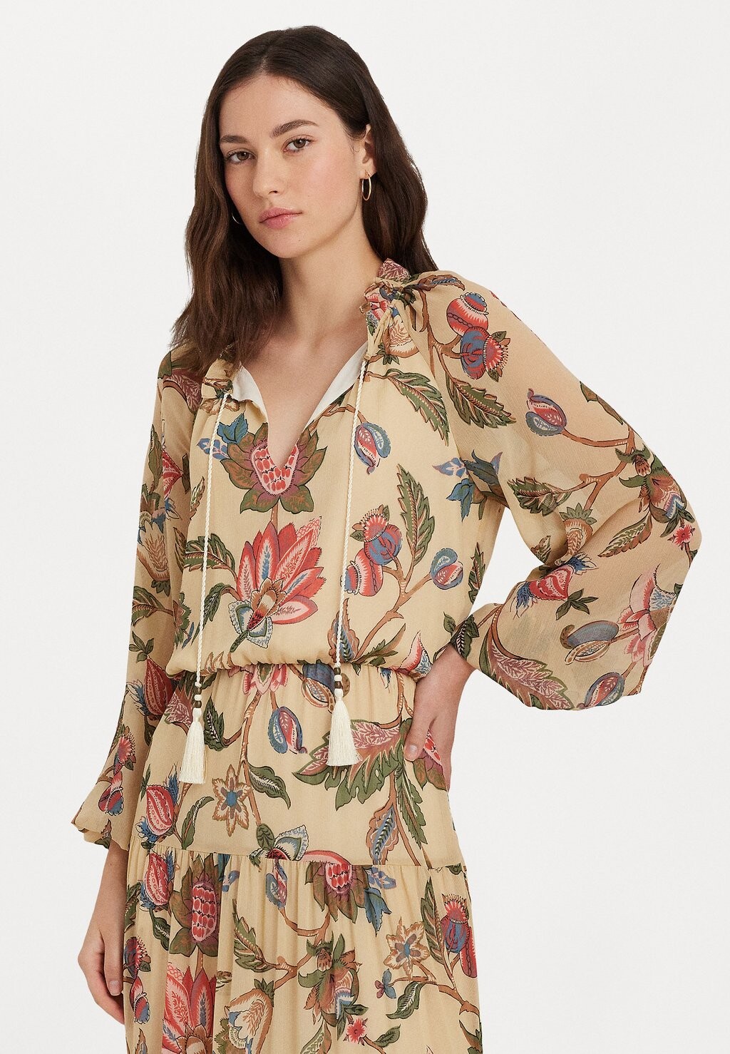 

Платье макси DEIRLEE LONG SLEEVE DAY DRESS Ralph Lauren, цвет cream multi