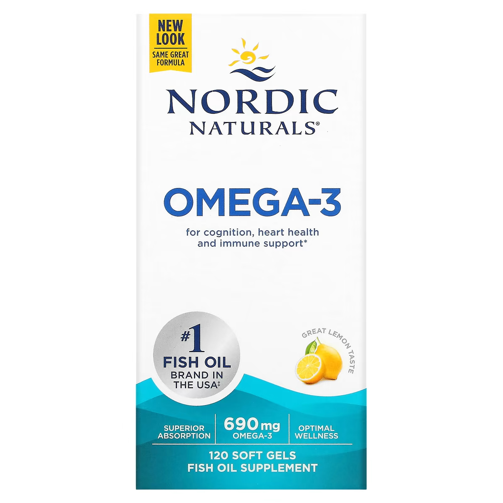 Nordic Naturals Омега-3 с лимоном, 690 мг, 120 мягких таблеток (345 мг на мягкую желатиновую капсулу) nordic naturals ultimate omega 2x с лимоном 2150 мг 120 мягких таблеток 1075 мг на мягкую гель