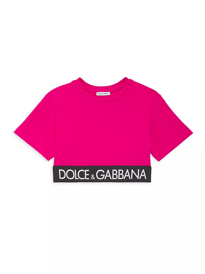 

Укороченная футболка с логотипом Little Girl's & Girl's Dolce&Gabbana, розовый