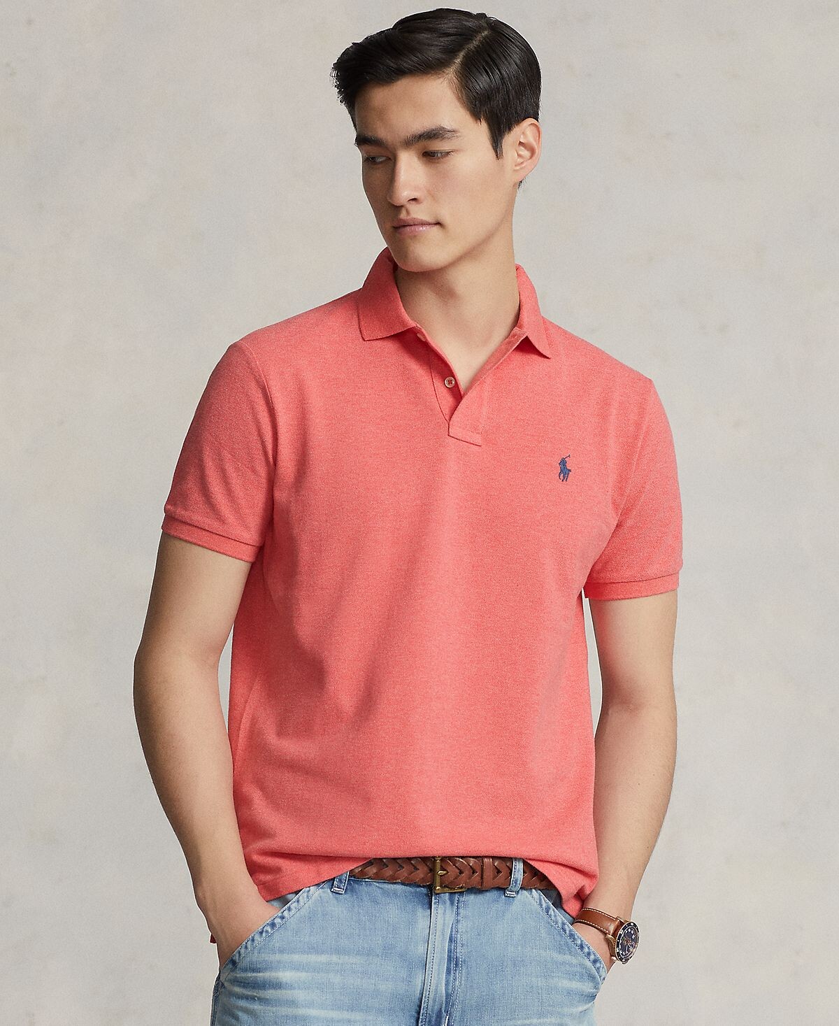 

Мужская хлопковая рубашка-поло классического кроя в сетку Polo Ralph Lauren