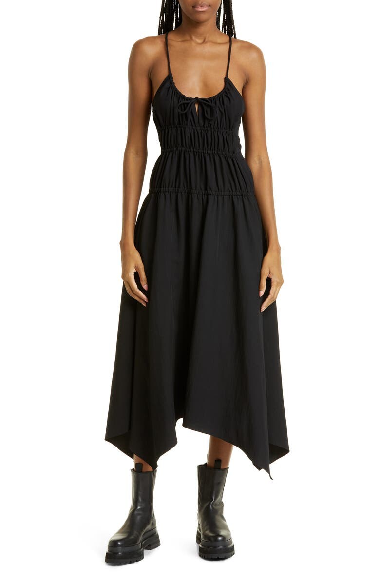 

Платье с драпировкой и рюшами с платком PROENZA SCHOULER WHITE LABEL, черный