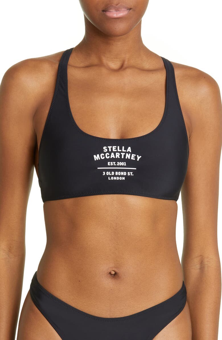 

Верх бикини с логотипом Old Bond STELLA MCCARTNEY, черный