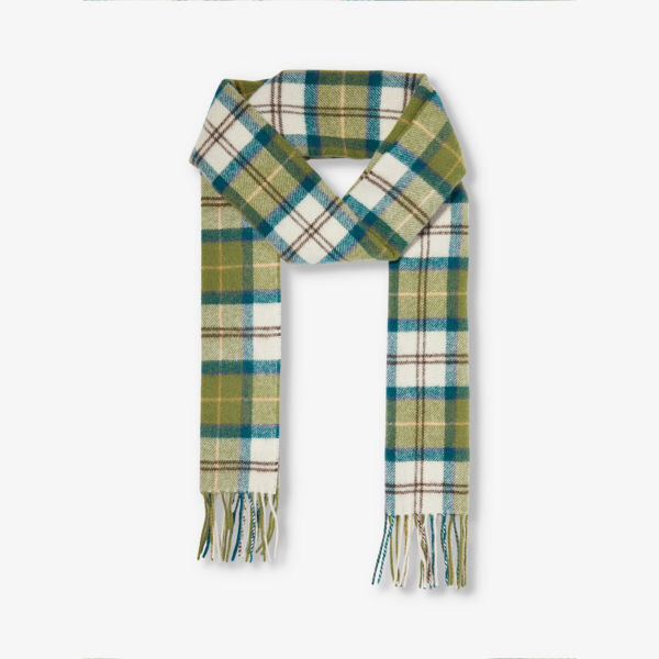 

Шерстяной шарф с кисточками и принтом «тартан» Barbour, цвет ancient