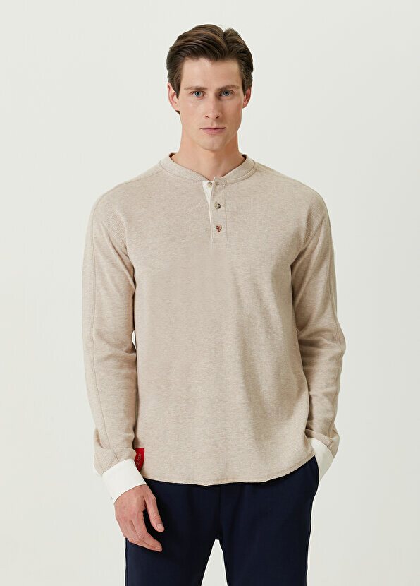 

Henley бежевая футболка из органического хлопка The Stay Line, Бежевый