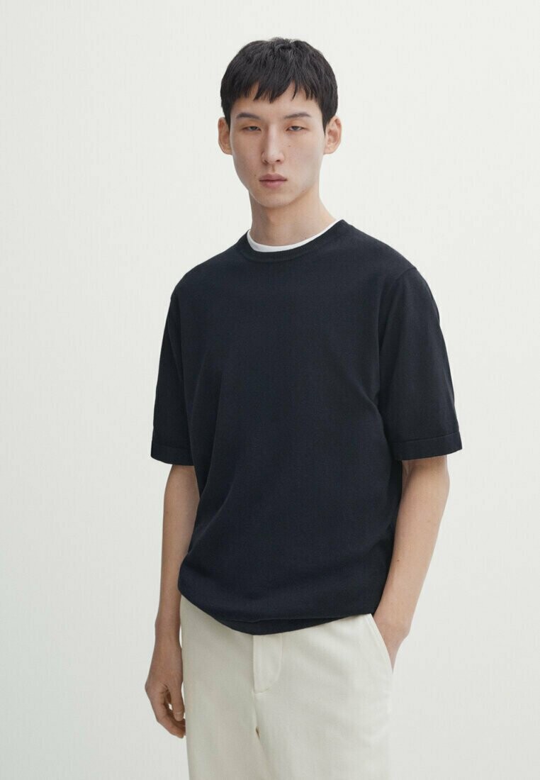 

Базовая футболка Short Sleeve Massimo Dutti, цвет mottled dark blue