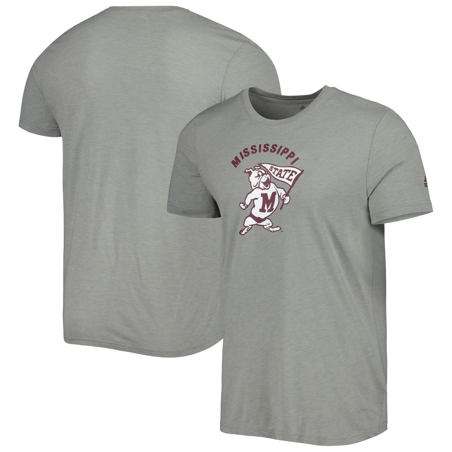 

Мужская футболка adidas Heathered Grey Mississippi State Bulldogs Vintage Logo Tri-Blend