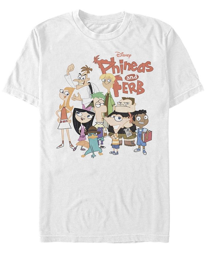 Мужская футболка с коротким рукавом Phineas and Ferb The Group Fifth Sun, белый