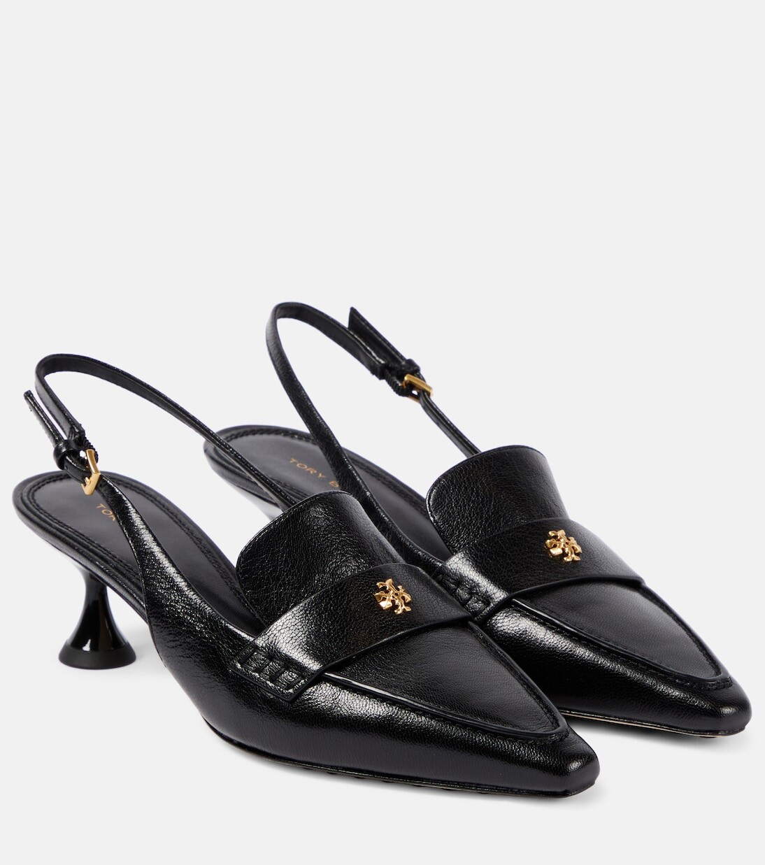 

Кожаные туфли с пяткой на пятке Tory Burch, черный