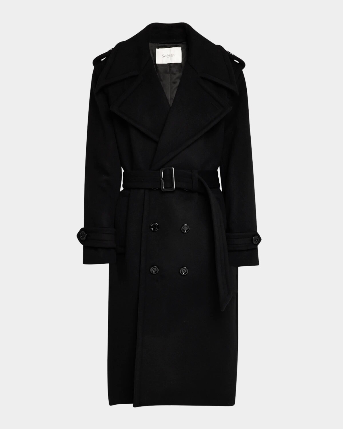 

Мужское двубортное пальто Saint Laurent, цвет Nero