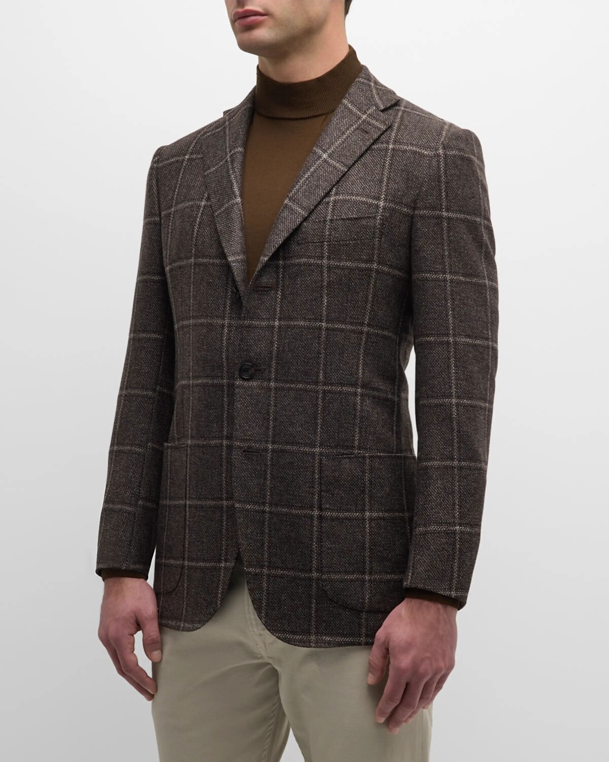 

Мужское спортивное пальто из кашемира с оконным стеклом Kiton, цвет Brown