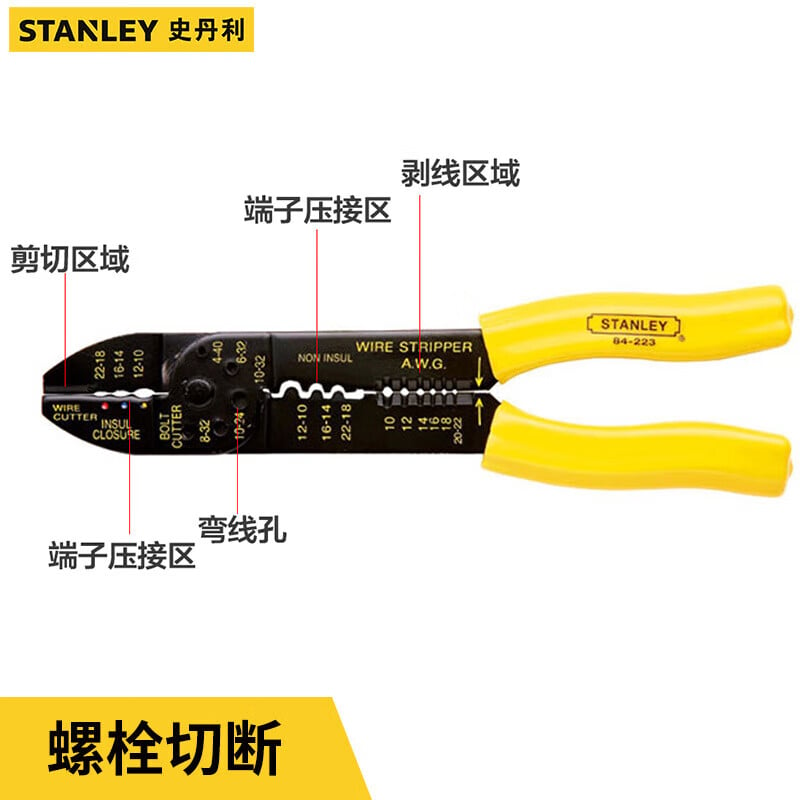 Щипцы для зачистки и обжима проводов STANLEY 9-дюймовые плоскогубцы для резки и обжима проводов, инструменты для электриков, плоскогубцы для зачистки проводов 84-223-22