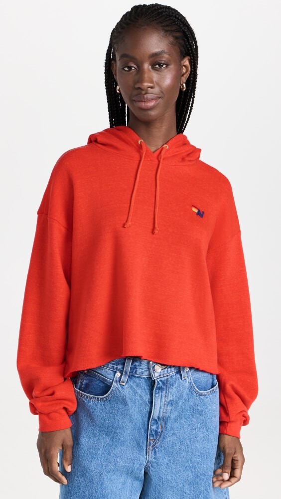 

Худи Aviator Nation Bolt Stripe Relaxed Cropped, красный