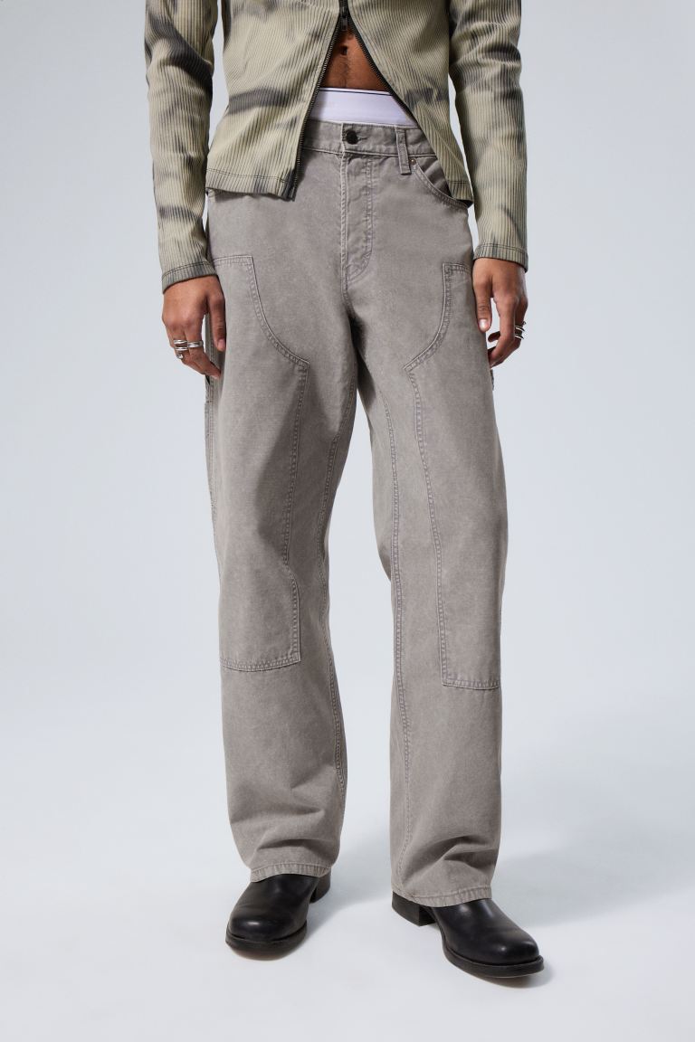 Застиранные, свободные плотничьи брюки Weekday, серый