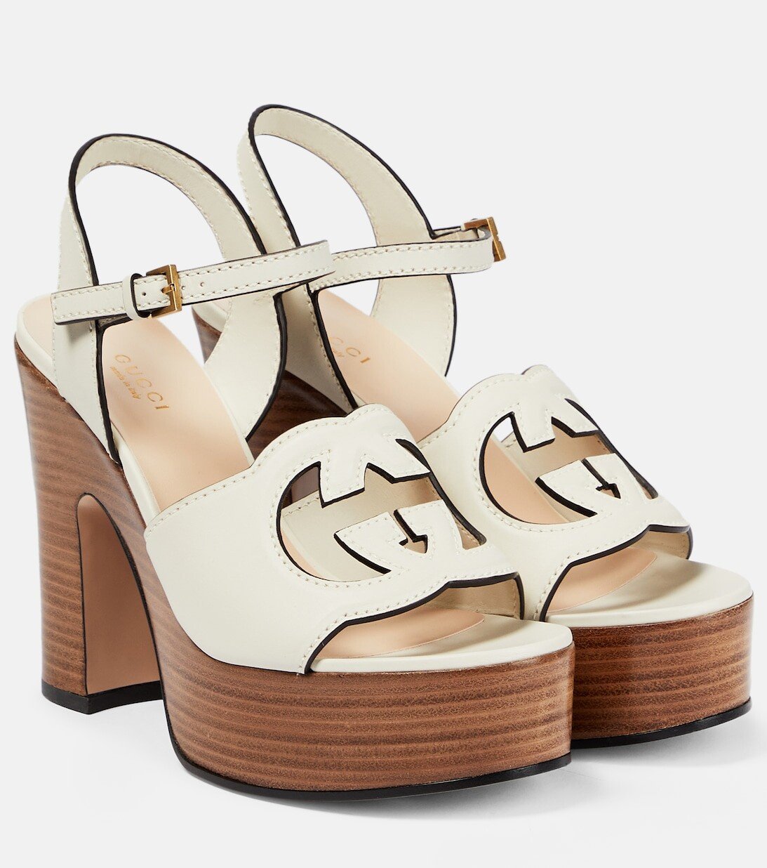 

Кожаные сандалии Interlocking G на платформе Gucci, белый