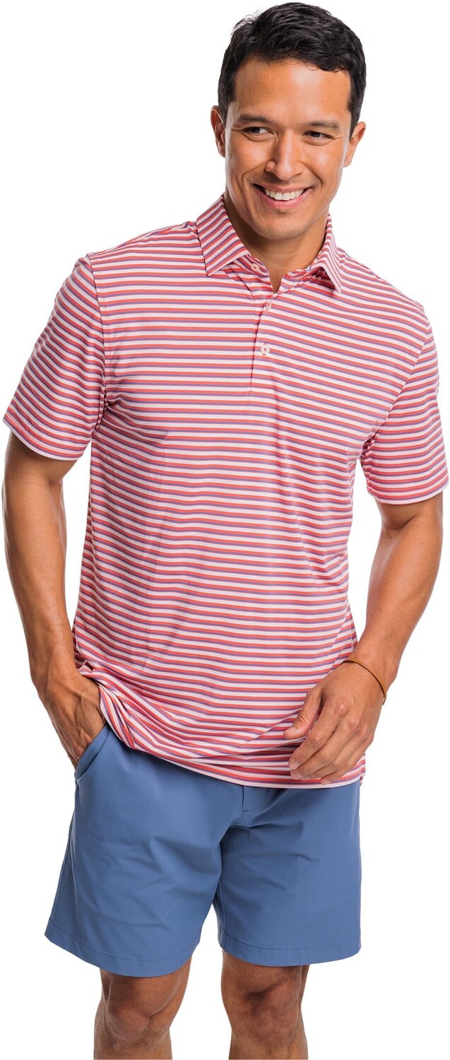

Рубашка-поло Driver Gulf Stripe Polo Southern Tide, цвет Rosewood Red
