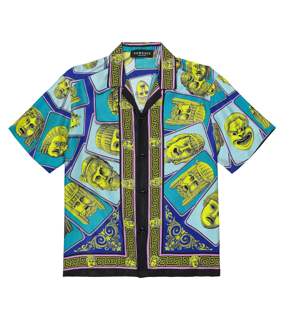 

Рубашка для боулинга Le Maschere из шелкового твила Versace, синий