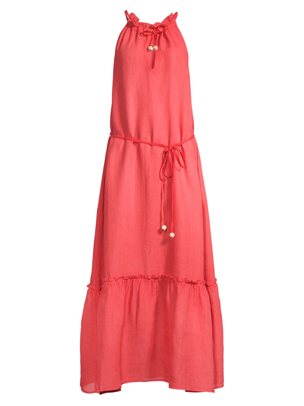 Льняное платье с оборками на бретелях 120% Lino льняное пляжное платье 120%lino бежевый